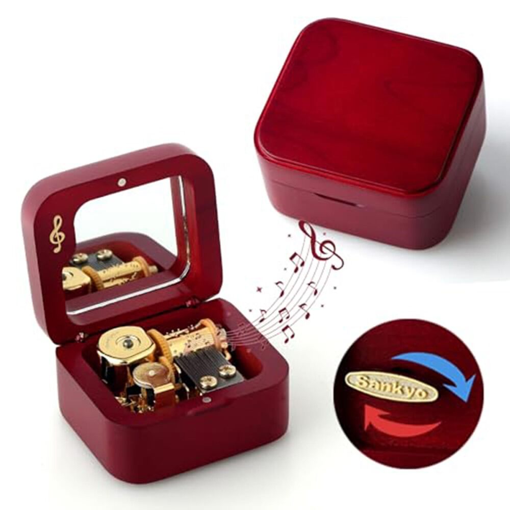 8199 Natural Solid Wood Music Box with Pause Function Gift for Birthdays